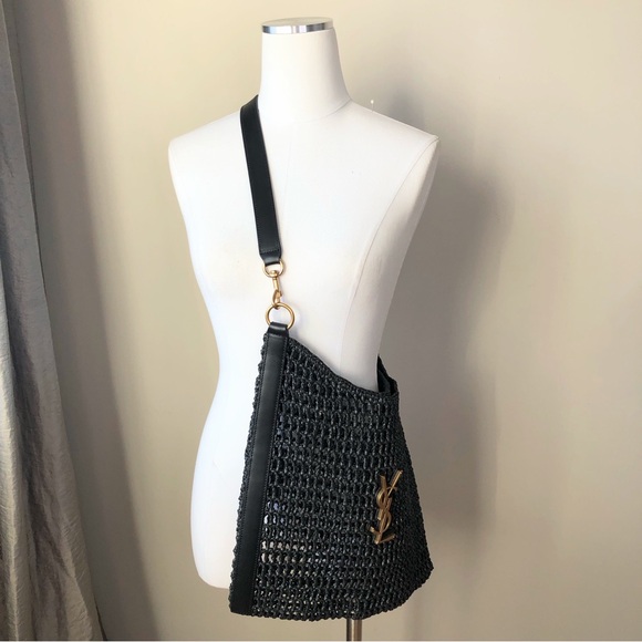 Saint Laurent YSL Oxalis Black Woven Leather Shoulder Bag - Picture 4 of 15